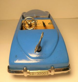 Vintage Distler Tin Wind Up Toy Car 4 Gear Blue Packard Convertible - 3