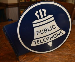 Vintage Public Telephone Double Sided Metal Sign,  From Retiree From Bell