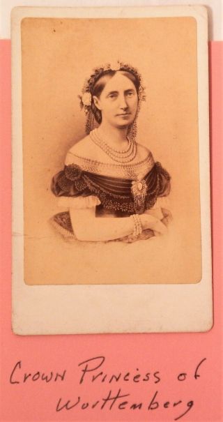 Vintage Identified Cdv Photo Crown Princess Of Wurttemberg E.  Neurdein Paris