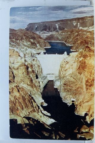 Arizona Az Nevada Nv Colorado River Boulder City Hoover Dam Postcard Old Vintage
