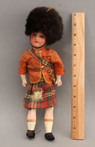 Small Antique 12in Scoottish Guard,  Armand Marseille 390 German Bisque Head Doll