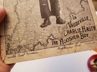 1906 In Vaudeville Charlie Hasty The Hoosier Boy Cabinet Card,  Chicago,  Mich.  city 3