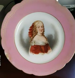 Antique French Sevres Mme.  De Montespan Porcelain Portrait Plate,  Signed Debrie