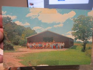 Vintage Old Ohio Postcard Kelleys Island Lake Erie 4 - H Club Summer Camp Students