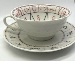 Cup of Destiny Fortune Telling Teacup & Saucer Set Zodiac Star Signs EXC 2