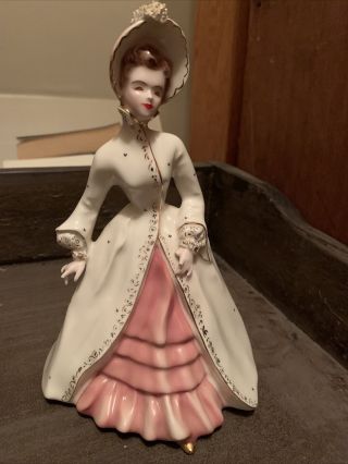 Diane Vintage Lady Figurine Florence Ceramics Pasadena Ca Pink And White Dress