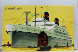 Boat Ship Ss President Cleveland American Lines Postcard Old Vintage Card View