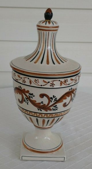vintage / antique Italian apothecary jar majolica faience hand painted canister 2