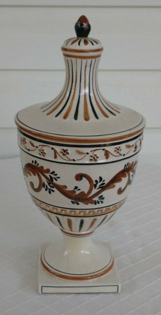 vintage / antique Italian apothecary jar majolica faience hand painted canister 3
