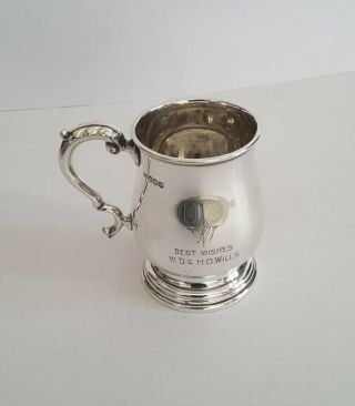 Good Georgian Style Vintage Solid Silver 1/2 Pint Mug.  195 Gms.  Sheff.  1967.