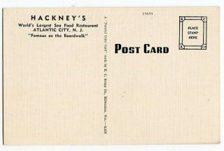 091813 Main Dining Room Hackney ' s Sea Food Restaurant Atlantic City NJ Postcard 2