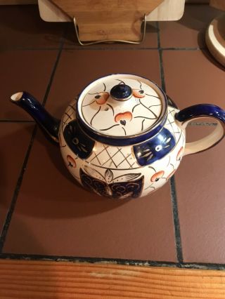 Imari Teapot Antique Vintage English Tea Pot Amber,  Blue & Gold Made In England