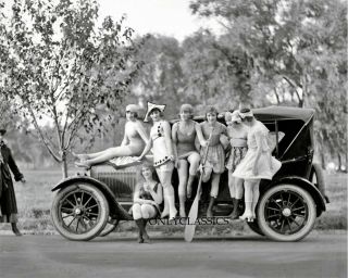 1919 Sexy Mack Sennett Bathing Beauty Girls Vintage Automobile 8x10 Photo Pin - Up