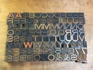 Antique Vtg Hamilton Wide Wood Letterpress Print Type Block A - Z Letters ’s Set