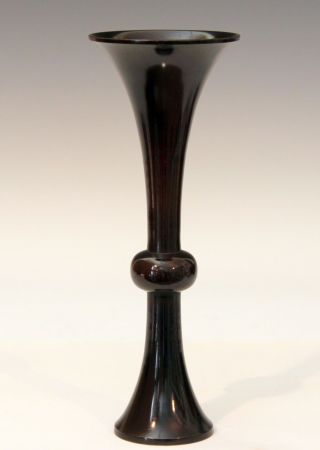 Vintage Bronze Old Japanese Patinated Verdigris Gu Form Mirror Black Bottle Vase