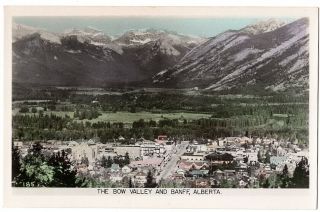 Jb9919r Vintage Tinted Rppc Bow Valley And Banff Ab Alberta Canada Postcard