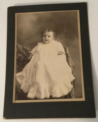 Vintage Antique Cabinet Card Photo Baby Girl Age Seven Months