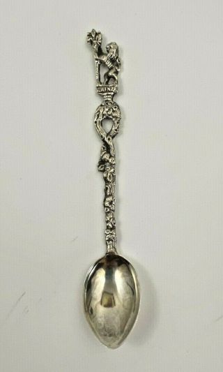 Firenze Florence Italy Silver Plated Collectible Spoon With Lion Holding A Staff