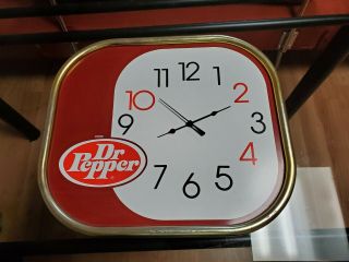 Vintage Dr.  Pepper Wall Clock Advertising 1970s - - Soda Pop 16 " X 14 "