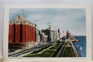 Illinois Il Chicago Stevens Hilton Hotel Postcard Old Vintage Card View Standard