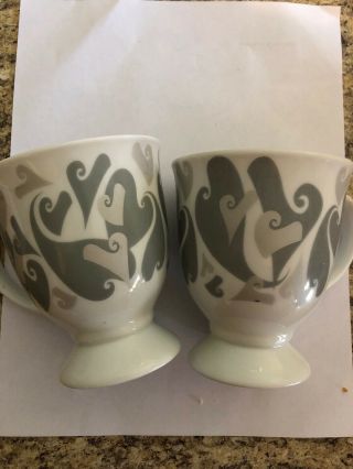 Mary Kay Cosmetics Pedestal Silver Hearts Love Aimer Coffee Mug Or Tea Cup Set 2