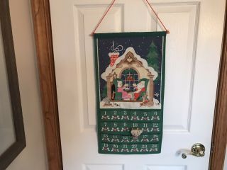 Vintage Avon Christmas Countdown Fabric Advent Calendar,  With Mouse