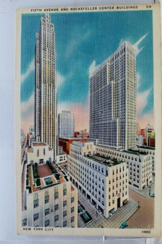 York Ny Nyc Fifth Avenue Rockefeller Center Building Postcard Old Vintage Pc