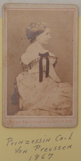 Vintage Identified Cdv Photo Prinzessin Carl Von Preussen 1867