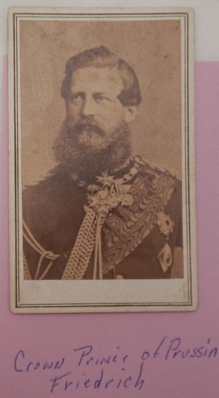 Vintage Identified Cdv Photo Crown Prince Of Prussia 1871 Sophus Williams