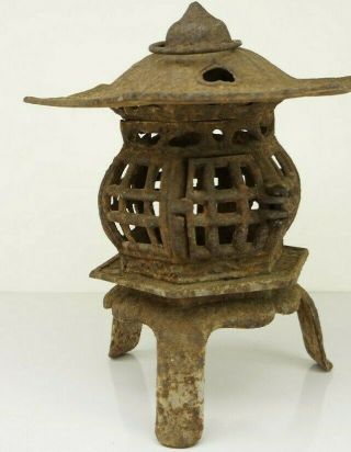 Big Vintage Cast Iron Heavy Stand Or Hang Japanese Decorative Metal Lantern