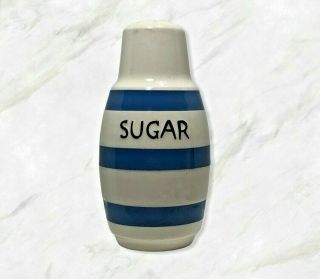 Vintage Sugar Shaker Blue And White Stripe Ceramic Made In England 1950 