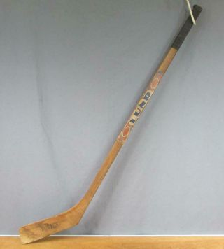Vintage 1930s C.  A.  Lund Co.  Wood Ice Hockey Stick Paper Label Youth Antique Rare