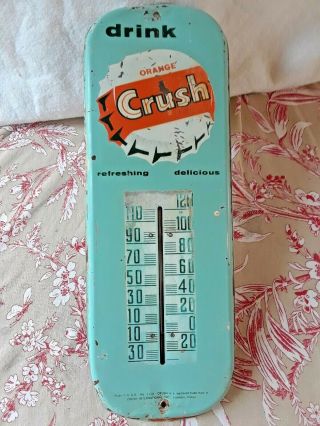 Vintage " Orange Crush " Metal Wall Thermometer