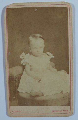 Antique Cdv Photograph Portrait Of A Young Child R Poole Nashville Tennessee