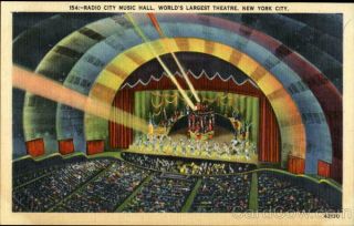 York,  Ny Radio City Music Hall Manhattan Post Card Co.  Linen Postcard Vintage