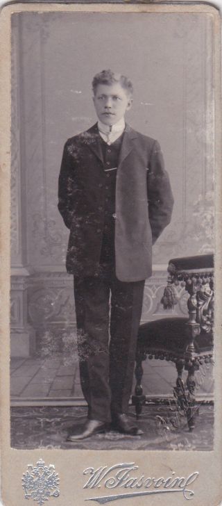 1910s Cdv Handsome Young Man Saint - Petersburg Gay Interest Russian Antique Photo