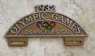1932 Olympic Games Los Angeles Ca License Plate Topper Vintage