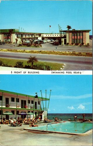 1950s The Windward Motel & Pool Miami Beach Florida Vtg Postcard