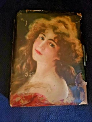 Antique Vintage Victorian Celluloid Photo Album Girl 10 " X 8 " Need Tlc