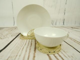 Set Of 5 White Porcelain Antique Royal Austria O&e.  G.  Tea Cups & Saucers Set