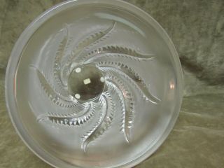 Vintage Signed Lalique France Lobelia Crystal Frosted Fern Leaf Swirl Vase Glass 2