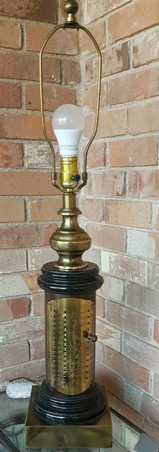 Rare Vintage Frederick Cooper Perpetual Calendar Lamp Brass/wood French Awesome