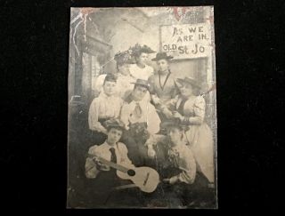 Women With Guitar Studio Tintype As We Are In Old St.  Joseph Missouri Fun Hats