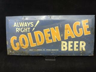 Vintage Golden Age Beer Spokane Washington Toc Tin Over Cardboard Sign