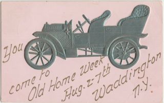 York Ny Postcard 1909 Waddington Old Home Week Car