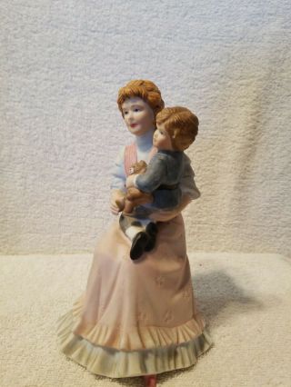 Homco Home Interiors Porcelain Figurine Lady w/ Boy in Lap 1460 VGC 6 