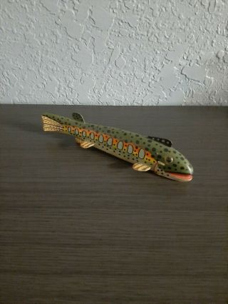 Early Jim Nelson Golden Trout Fish Decoy Lure Folk Art Wood Carving