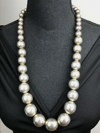 Vtg Huge 190g Taxco Mexico 925 Sterling Silver Pearl Necklace