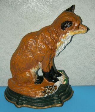 Vintage Cast Iron Red Fox Doorstop Paint Great Expression