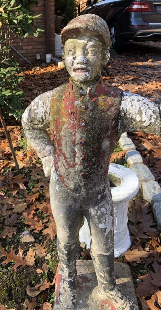 Vintage Garden Lawn Black Jockey Statue 44 In H Weather Worn